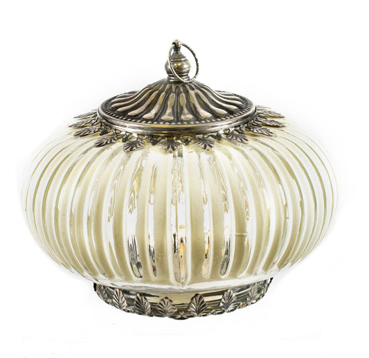 Squatty White & Silver Lantern