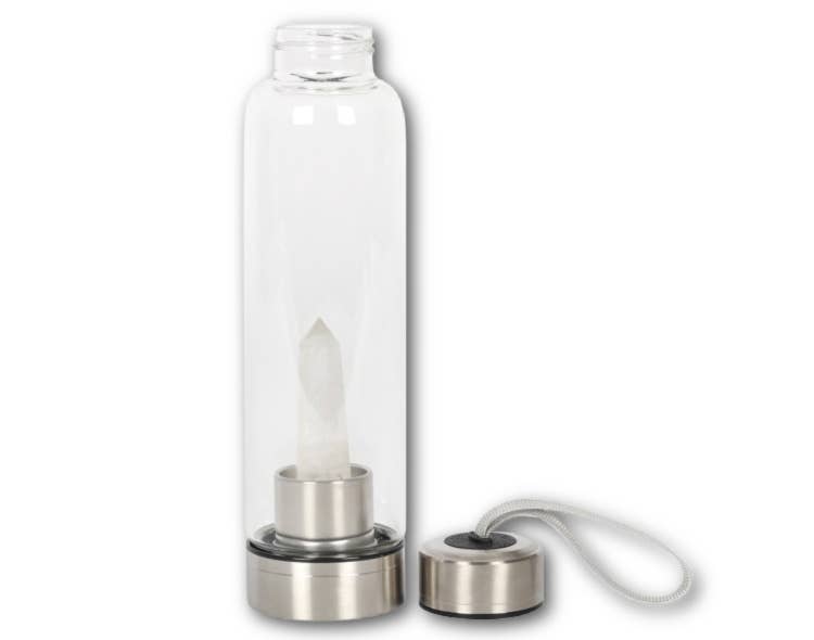 Clear Quartz Purifying Glass Water Bottle