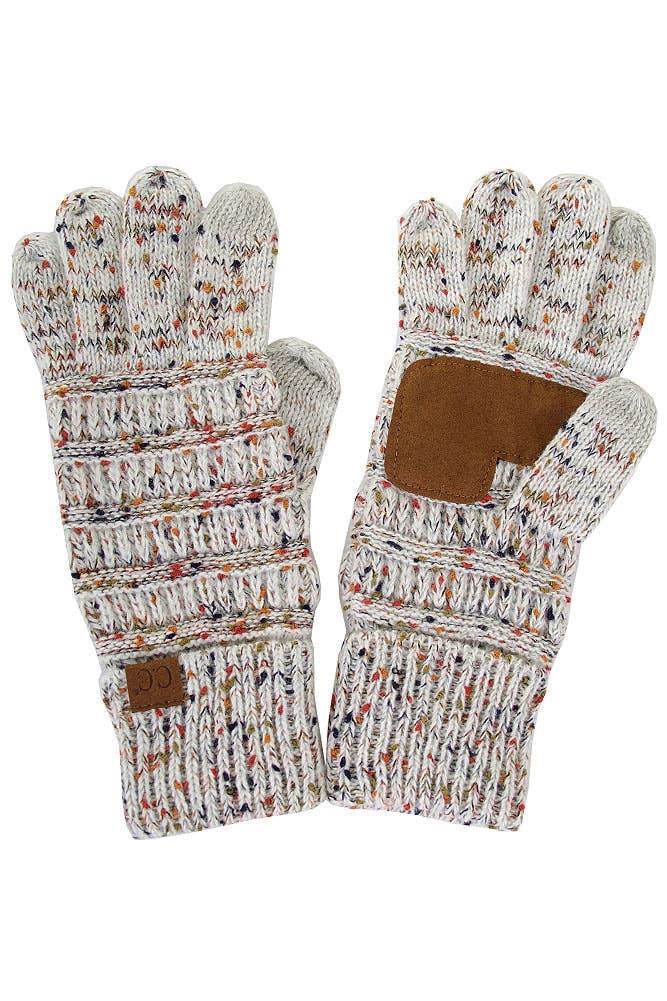 C.C Cable Confetti Smart Tip Gloves: Pale Pink
