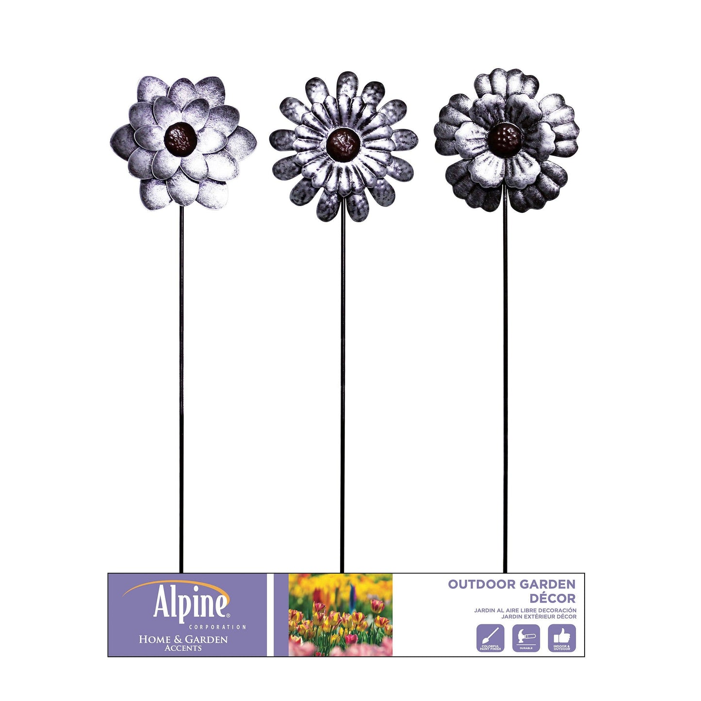 Alpine Corporation Galvanized Metal Flower Pot Sticker