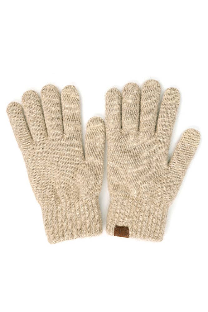 C.C Heather Knit Plain Gloves: Cacao