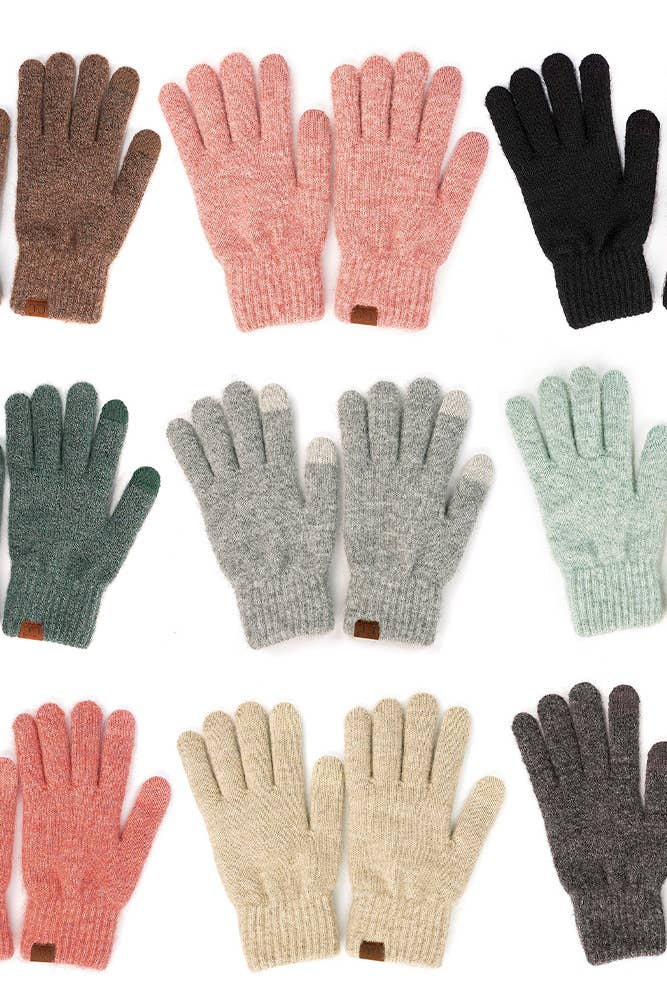 C.C Heather Knit Plain Gloves: Cacao