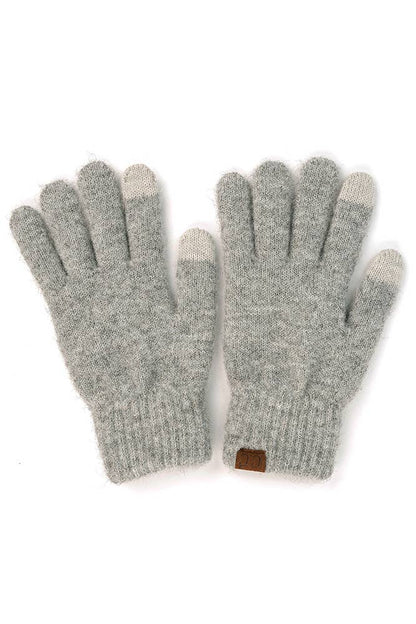 C.C Heather Knit Plain Gloves: Charcoal