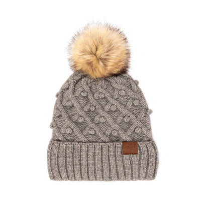 C.C Bobble Beanie Hat: Firered