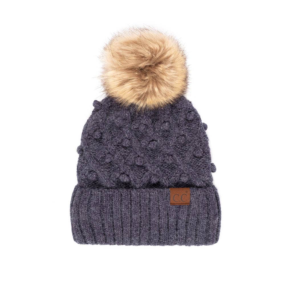 C.C Bobble Beanie Hat: Black