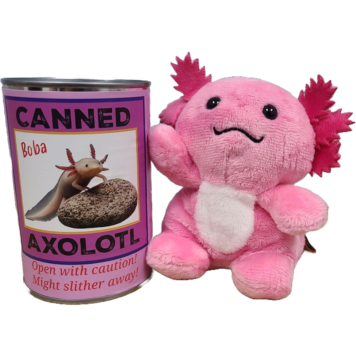 Canned Axolotl | Stuffed Animal Plush w/Jokes | Unique Gift: Standard Lid