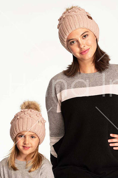 C.C Bobble Beanie Hat: Wine