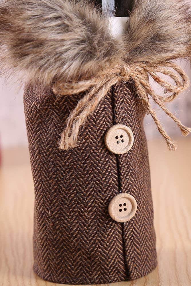 Christmas Burlap Bow Wine Cover Home Decor ACC773: On size / Gray