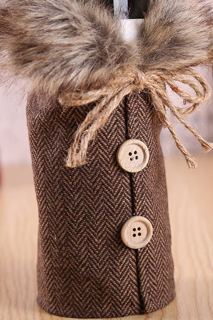 Christmas Burlap Bow Wine Cover Home Decor ACC773: On size / Gray