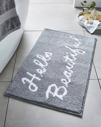 Microfibre Non-Slip Slogan Bath Mat: Hello Beautiful