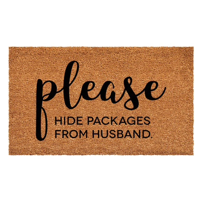 Hide Packages From Husband Christmas Doormat: 17 x 29