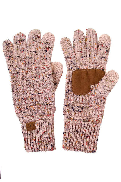 C.C Cable Confetti Smart Tip Gloves: Oatmeal