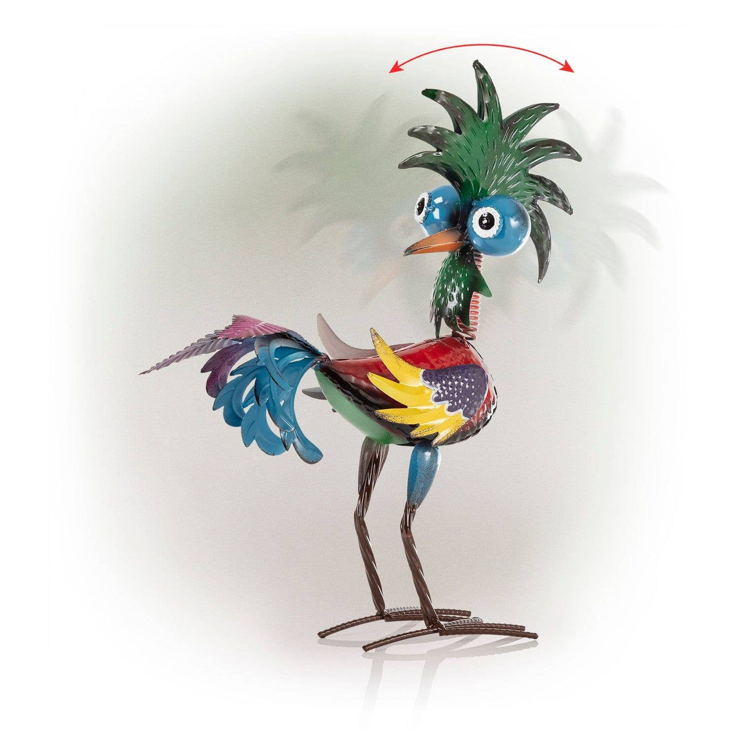 Alpine Metal Wacky Tropical Rooster Décor with Blue Tail