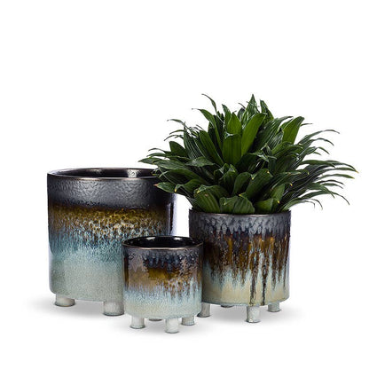 Sm Ombre Glaze Planter w/Feet-6"H