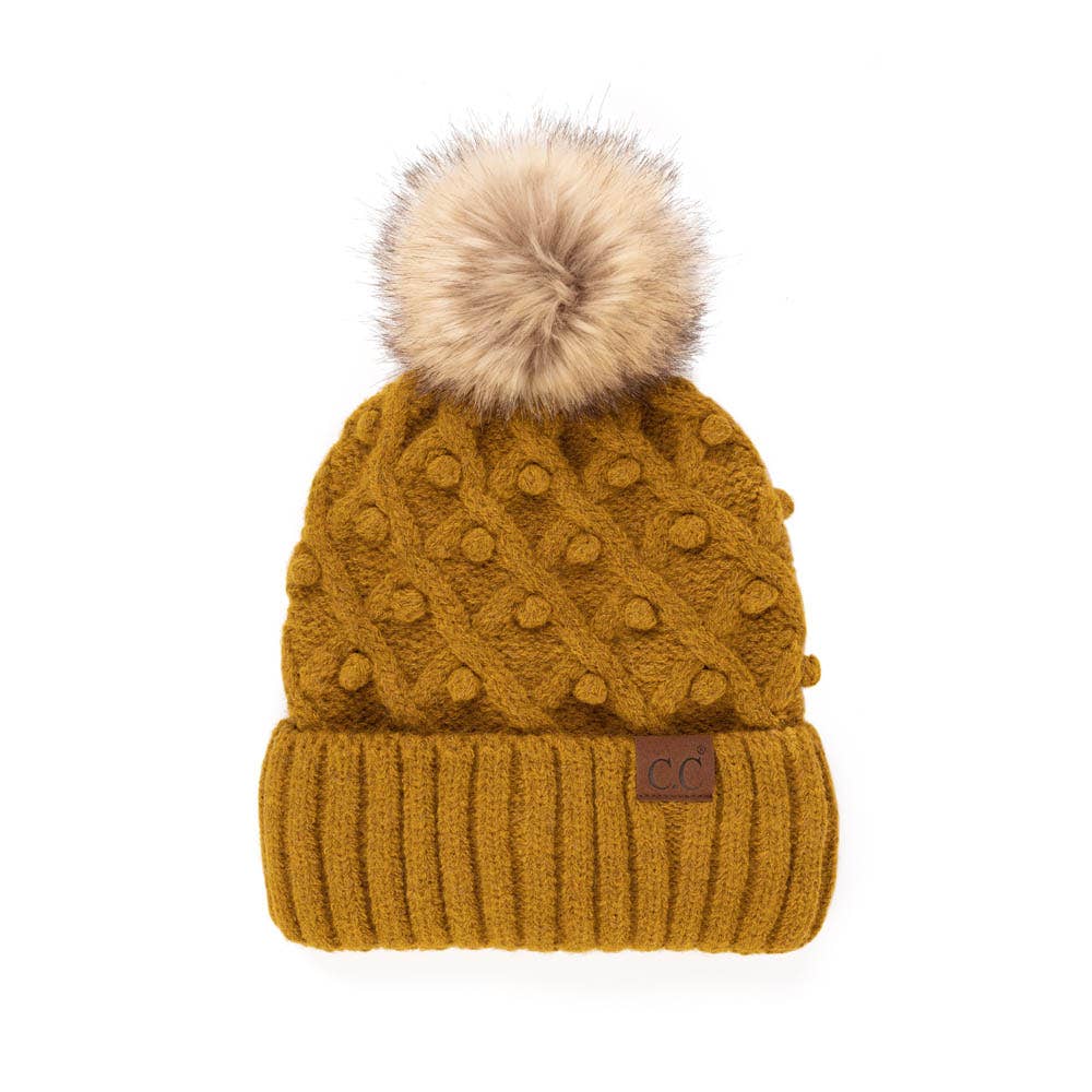 C.C Bobble Beanie Hat: Firered