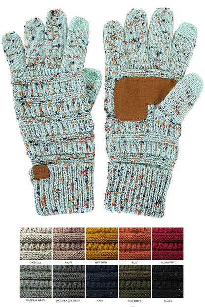 C.C Cable Confetti Smart Tip Gloves: Mustard