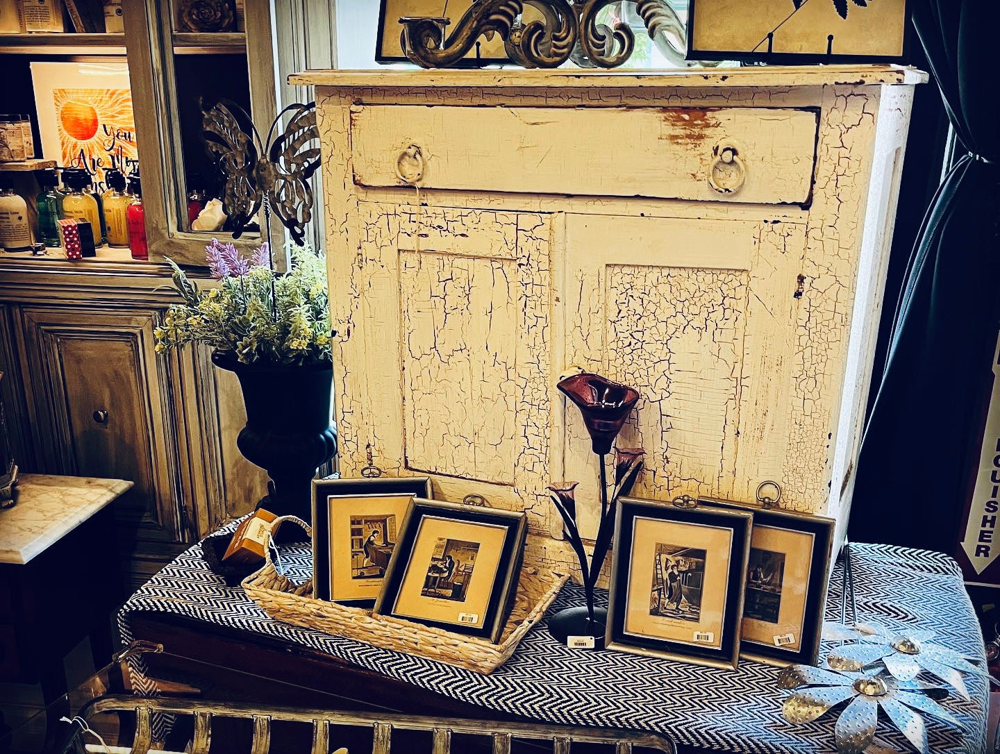 White Shabby End table chest distressed