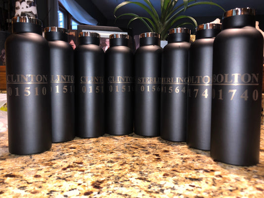 Engraved Town Water Bottle - Black