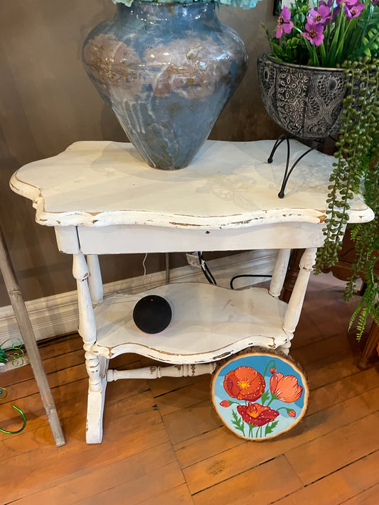 Small White table with drawer- as is