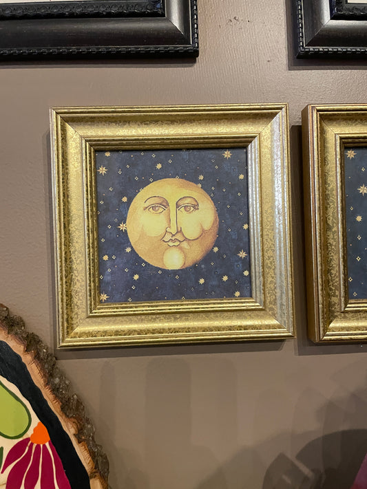 Sun or Moon Picture small gold frame