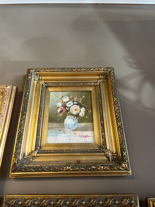 White Flowers Gold Frame Picture
