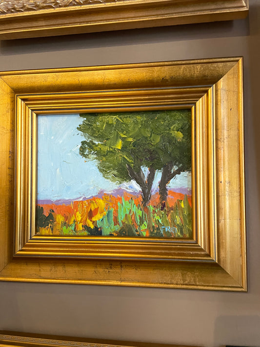 Tree Field Picture flowers Gold Frame