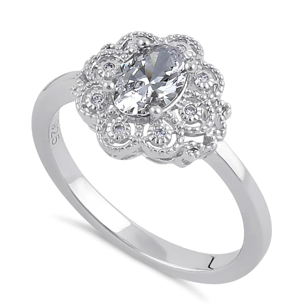 Sterling Silver Clear CZ Vintage Ring