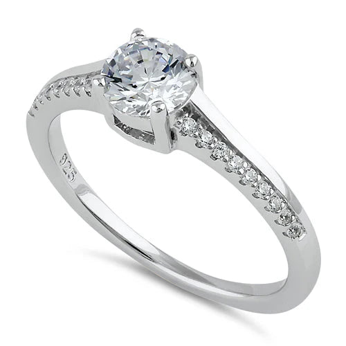 Sterling Silver Layered Engagement CZ Ring