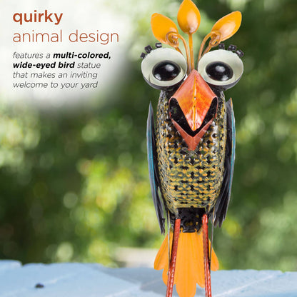 Alpine Corporation Quirky Metal Wide-Eyed Yellow Chest Bird