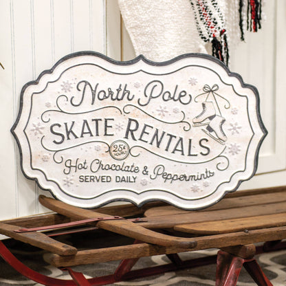 North Pole Skate Rentals Metal Sign
