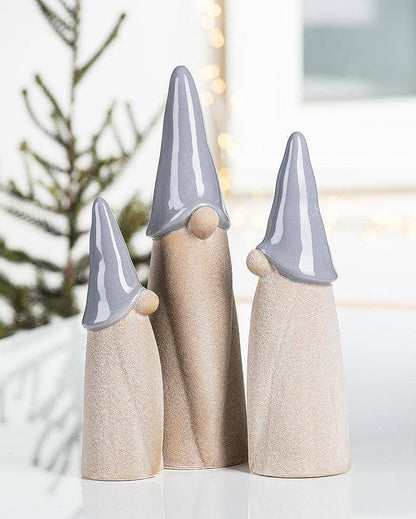 S/3 Grey Hat Gnomes-6.5-10"H