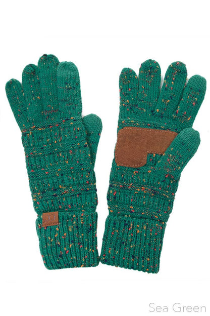 C.C Cable Confetti Smart Tip Gloves: Oatmeal