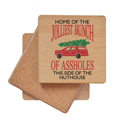 Home Of The Jolliest Wood Christmas Coaster