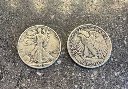 Walking Liberty Silver Half Dollar Coin Ring: 12 / Patina
