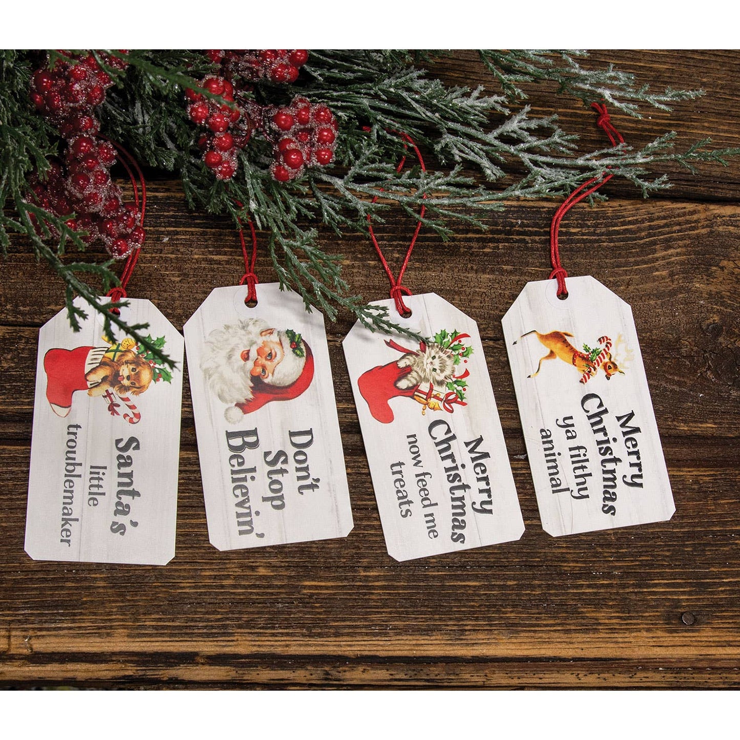 4/Set, Merry Christmas Ya Filthy Animal Gift Tags
