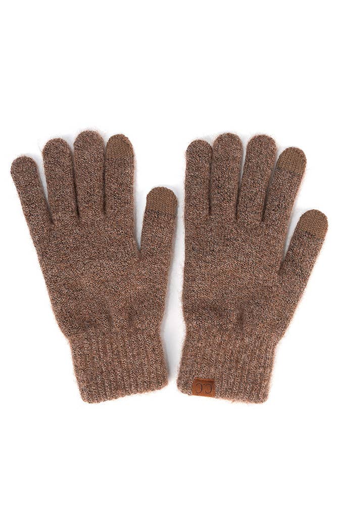 C.C Heather Knit Plain Gloves: Charcoal