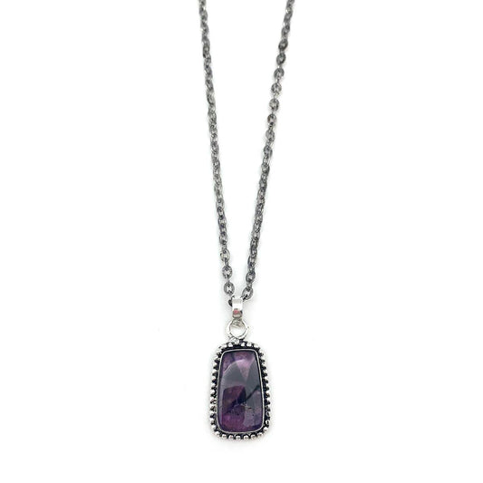 Kashi Semiprecious Large Stone Necklace - Amethyst