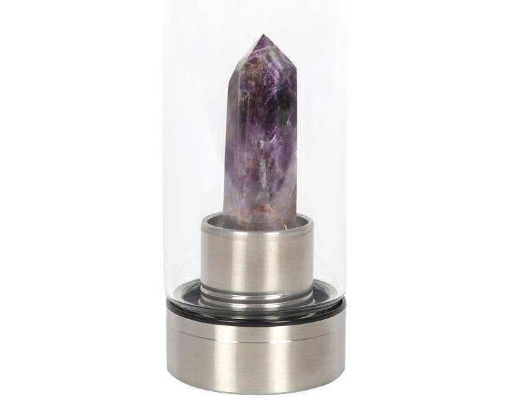 Amethyst Purifying Glass Water Bottle