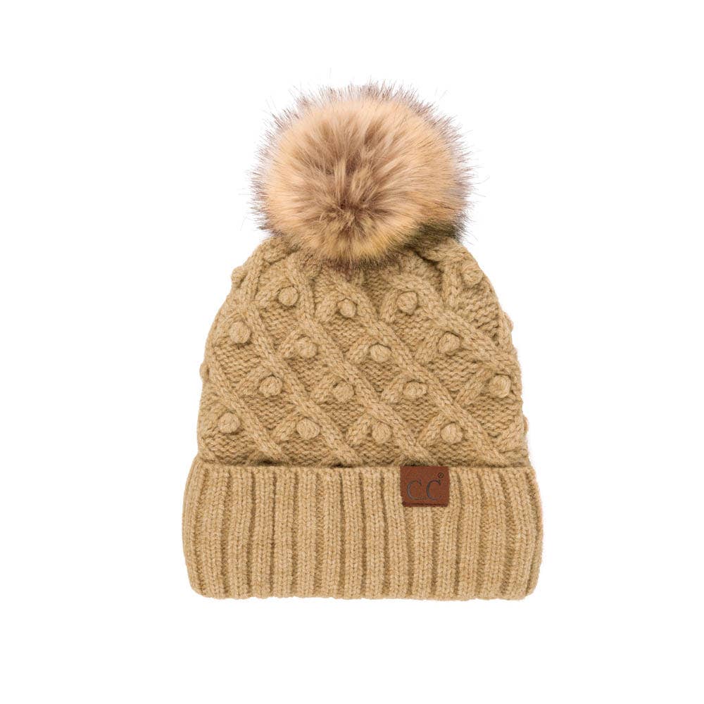 C.C Bobble Beanie Hat: Firered