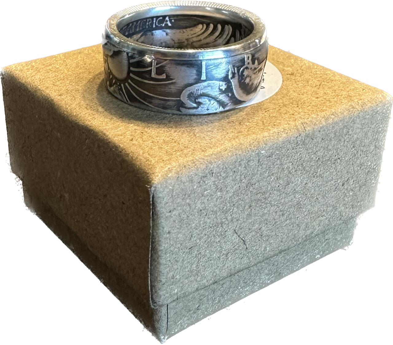 Walking Liberty Silver Half Dollar Coin Ring: 12 / Patina