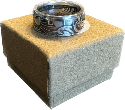 Walking Liberty Silver Half Dollar Coin Ring: 12 / Patina