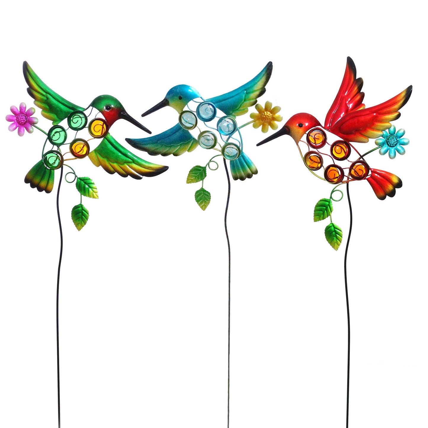 Alpine Corporation Metal & Glass Hummingbird Garden Stakes