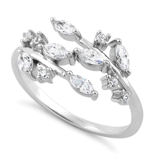 Sterling Silver Leaves CZ