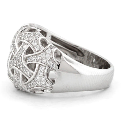 Sterling Silver Woven Pave CZ Ring