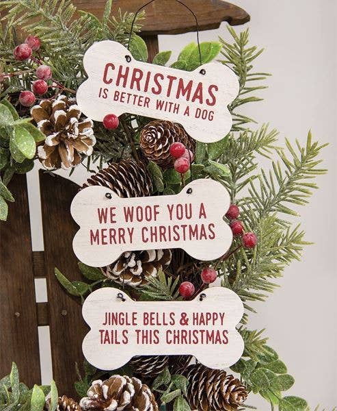 Better With A Dog Bone Christmas Ornament, 3 Assorted