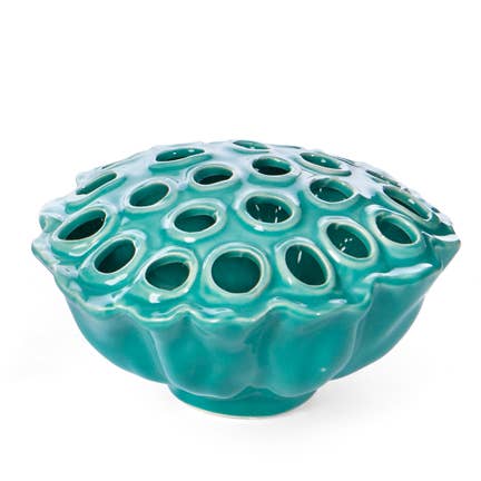 Round Frog Ceramic Flower - Blue