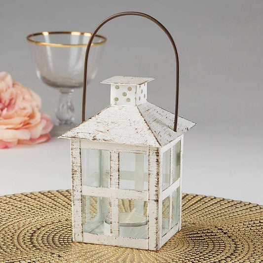 Vintage White Distressed Lantern - Medium