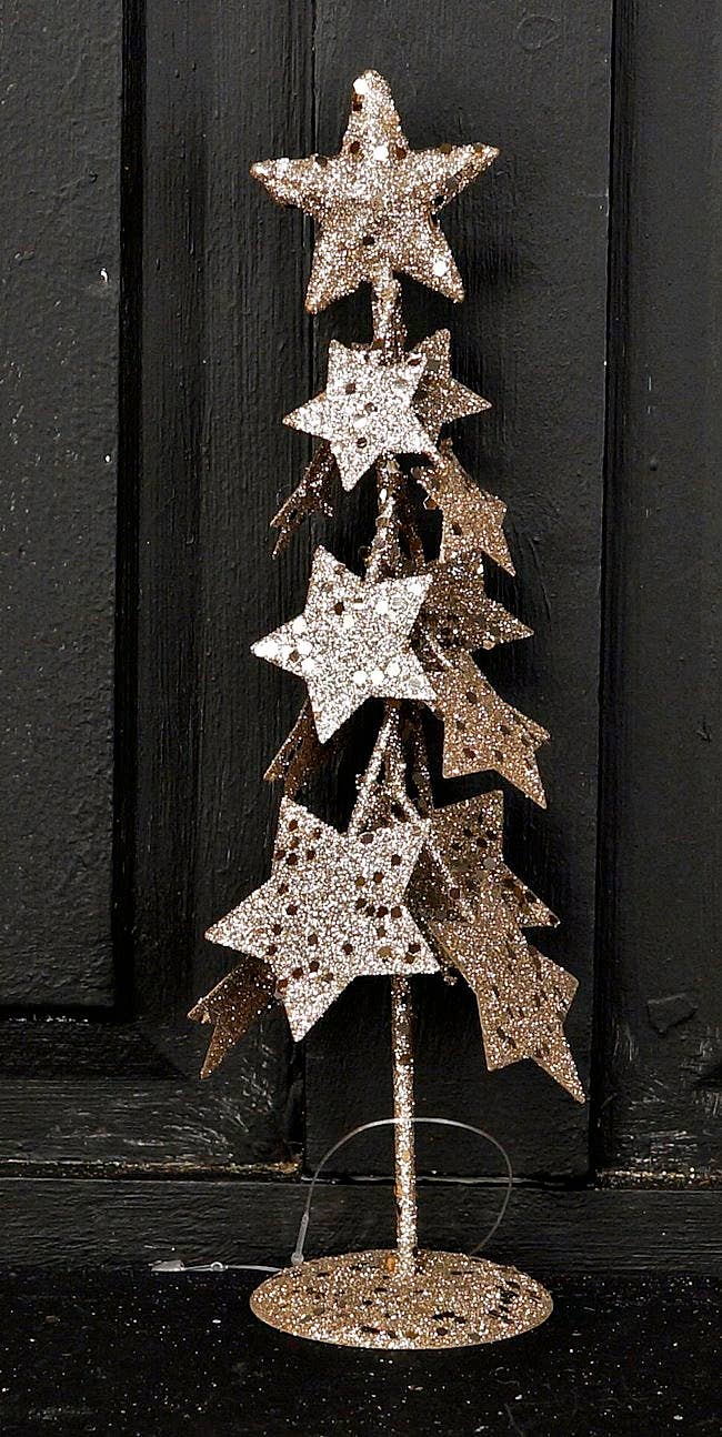8in Stacked Glitter Star Tree-CHM