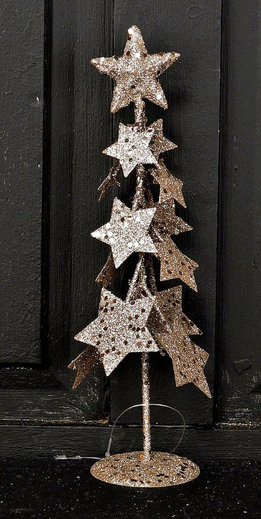 8in Stacked Glitter Star Tree-CHM