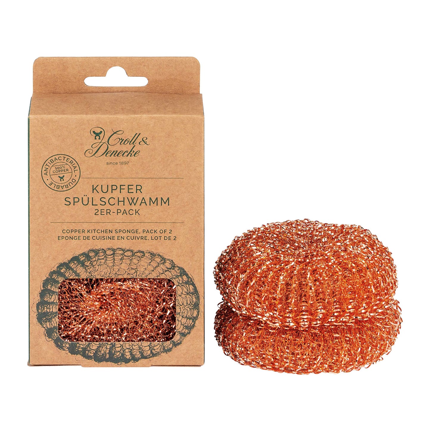 Copper kitchen Sponge Kupfer Spülschwamm zum Abwaschen, 2er Set Küchenschwamm
